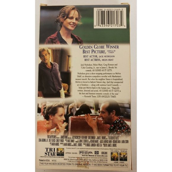 VHS As Good As It Gets © 1997 Tri Star Jack Nicholson Helen Hunt Greg Kinnear - Picture 2 of 2